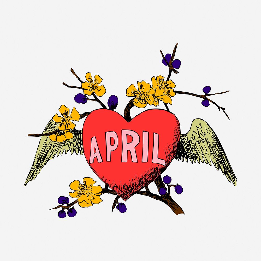 Love April word, illustration clipart. Free public domain CC0 image