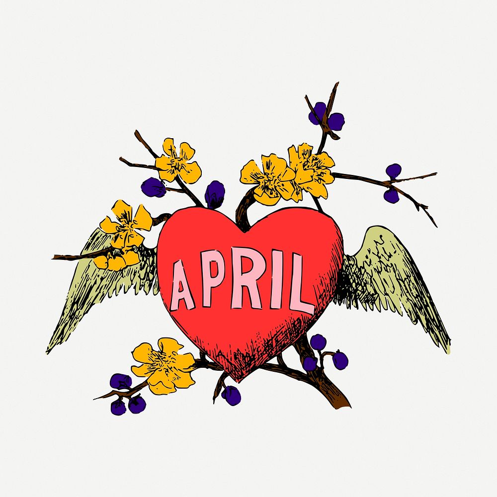 Love April word clipart illustration psd. Free public domain CC0 image