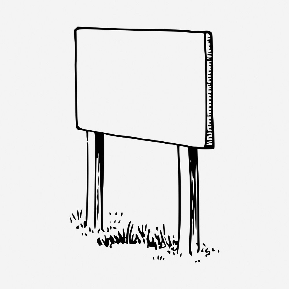 Blank sign black and white illustration clipart. Free public domain CC0 image