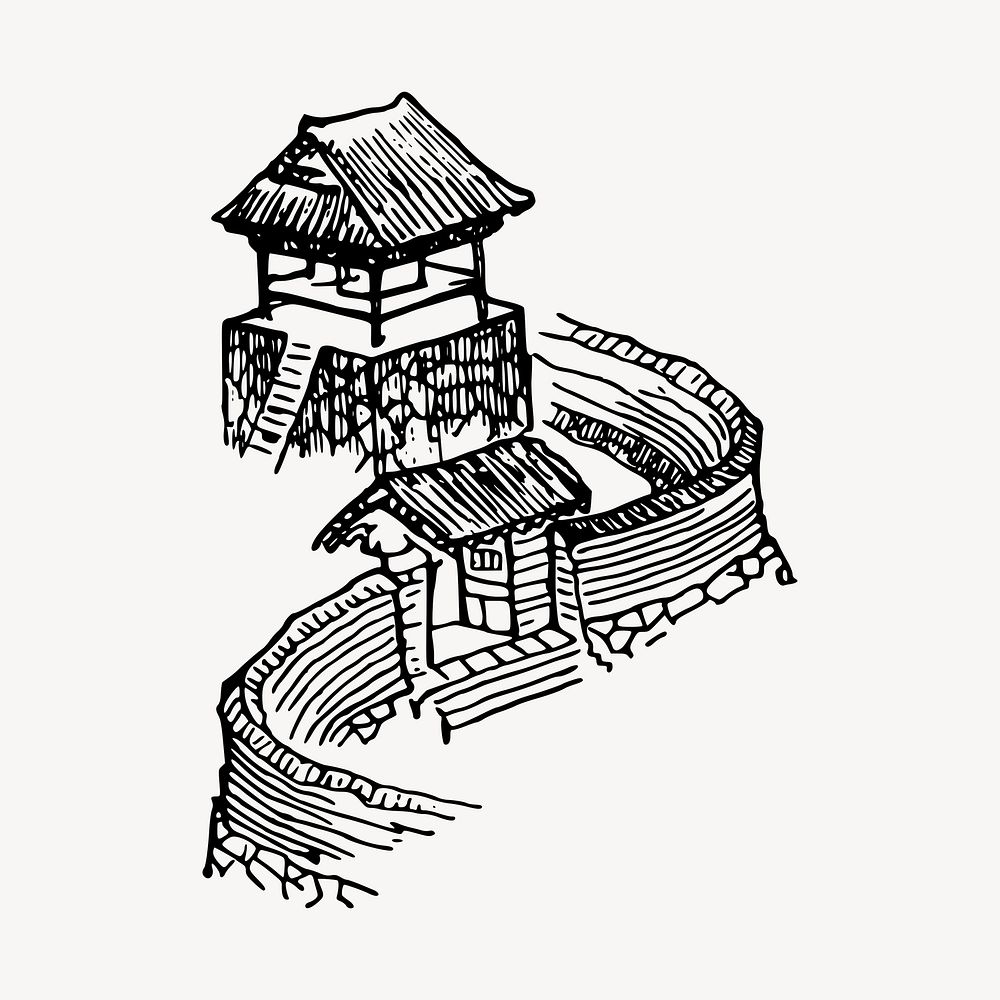 Japanese architecture illustration clipart vector. Free public domain CC0 image