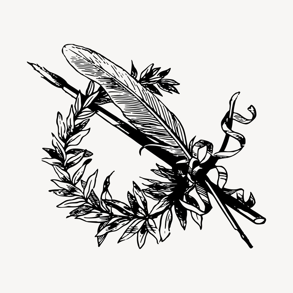 Botanical feather decoration illustration clipart vector. Free public domain CC0 image