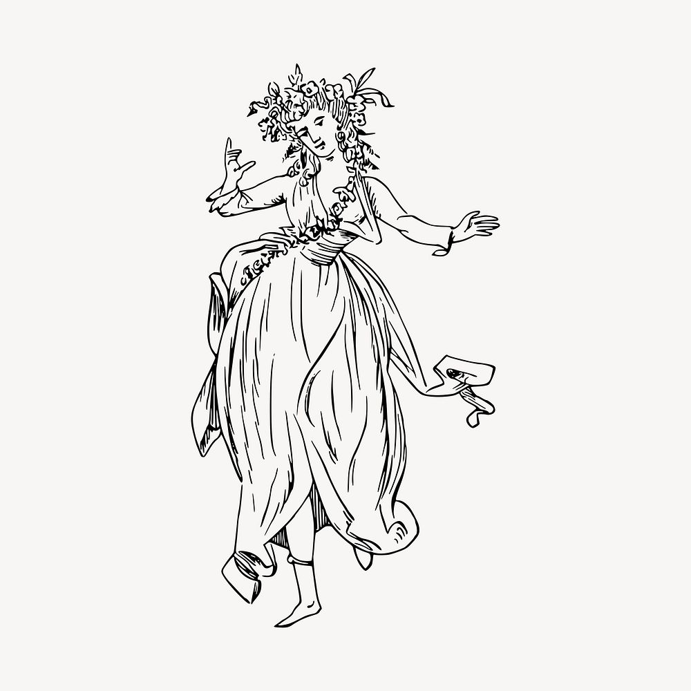 Dancing nymph illustration clipart vector. Free public domain CC0 image