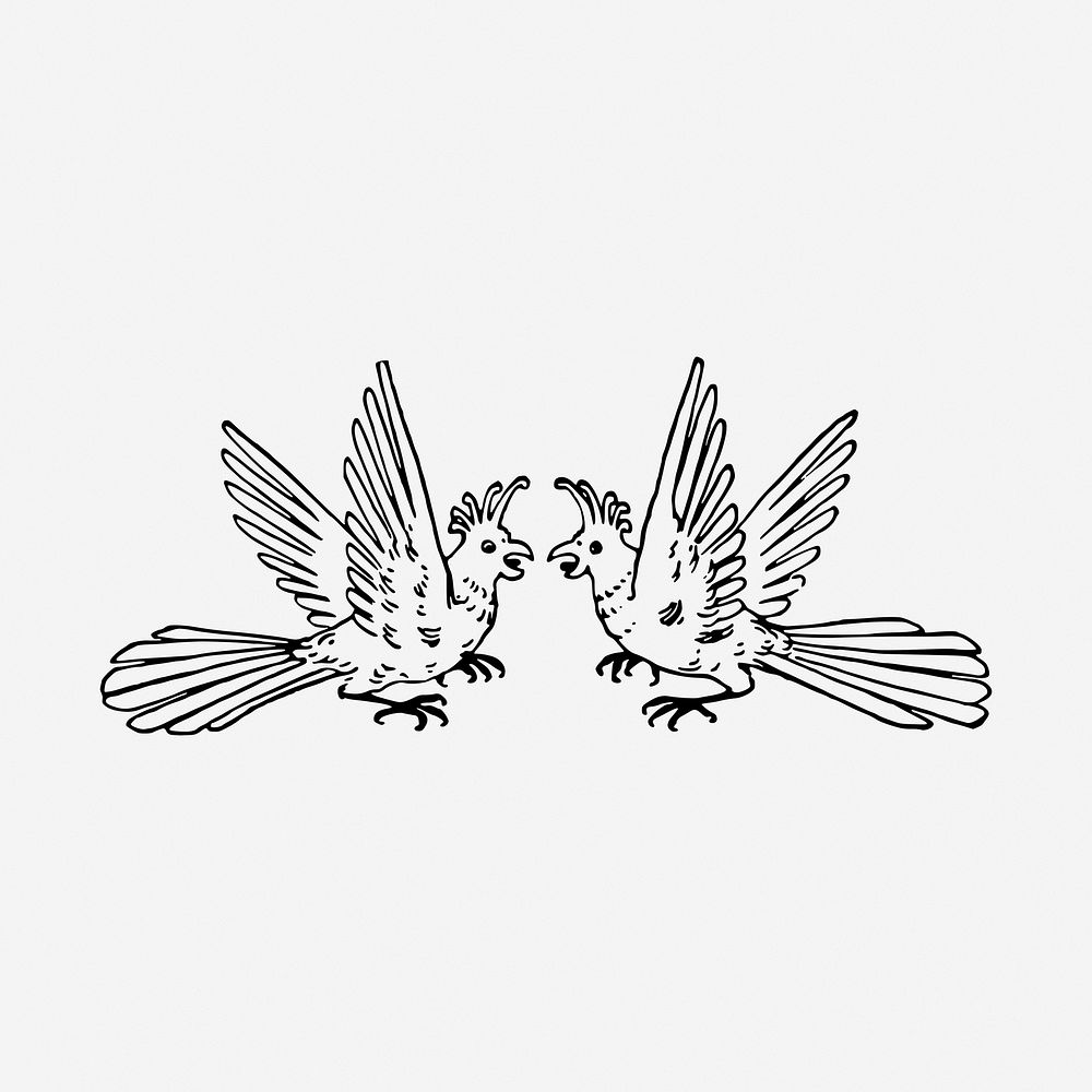 Bird crest black and white illustration clipart. Free public domain CC0 image