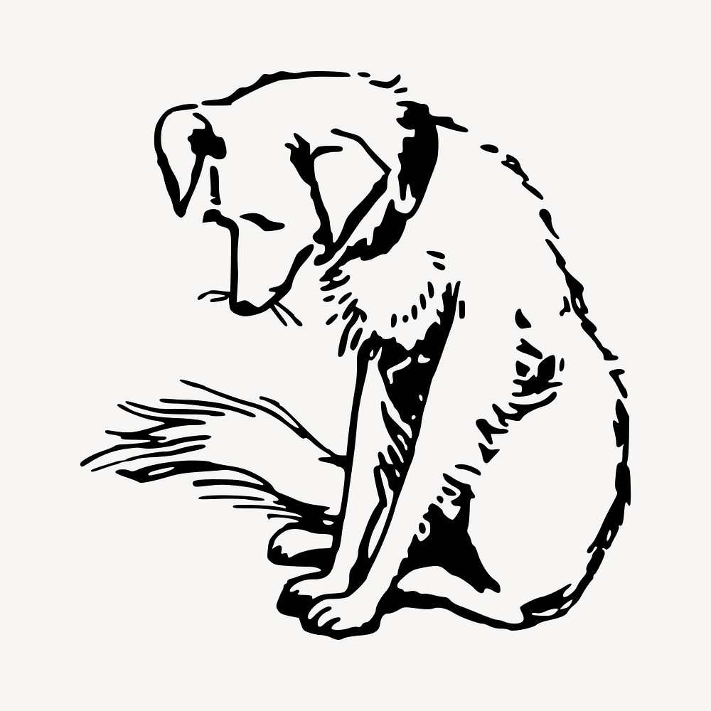 Sad dog illustration clipart vector. Free public domain CC0 image