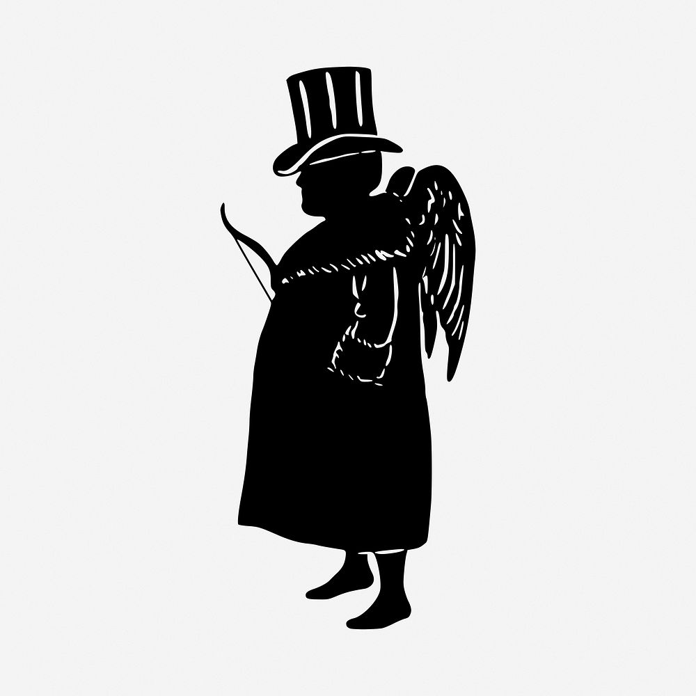 Gentleman angel black and white illustration clipart. Free public domain CC0 image