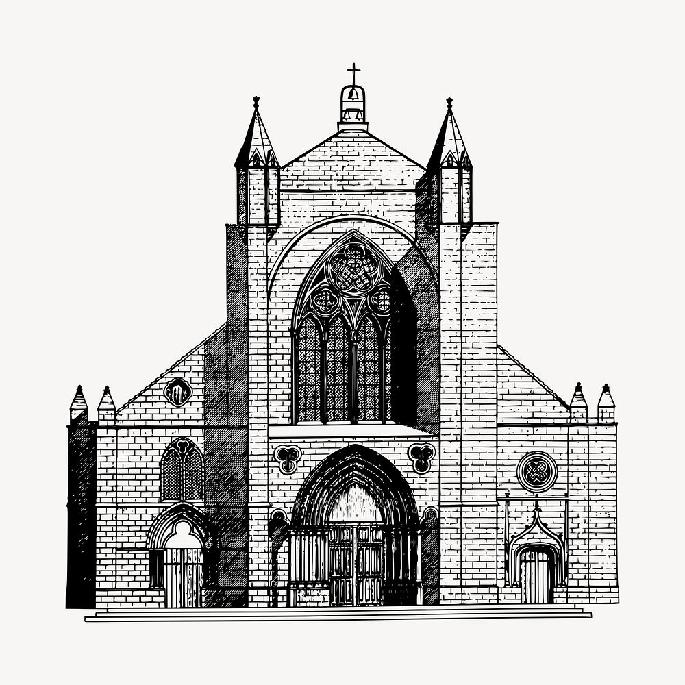 Church architecture illustration clipart vector. Free public domain CC0 image