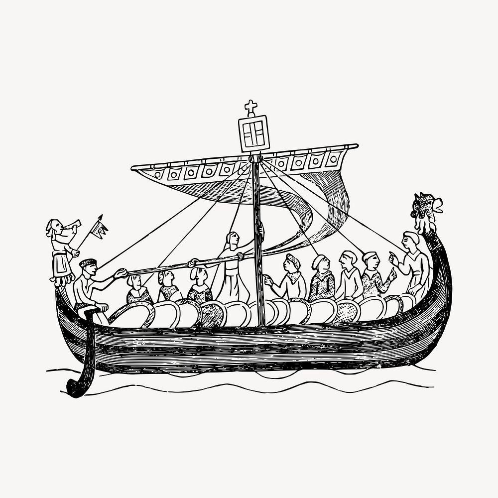 Sailing ship illustration clipart vector. Free public domain CC0 image