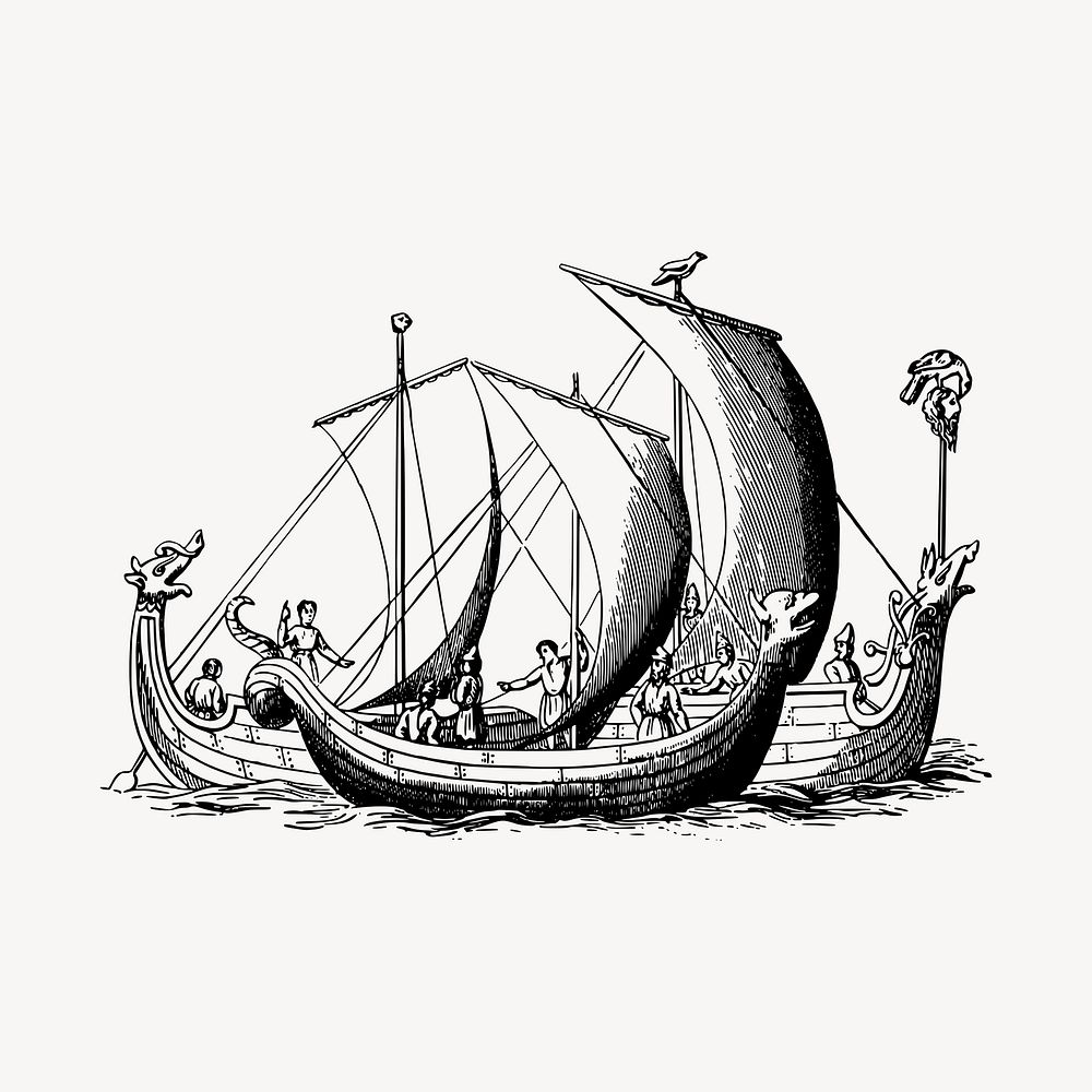 Sailing ship illustration clipart vector. Free public domain CC0 image