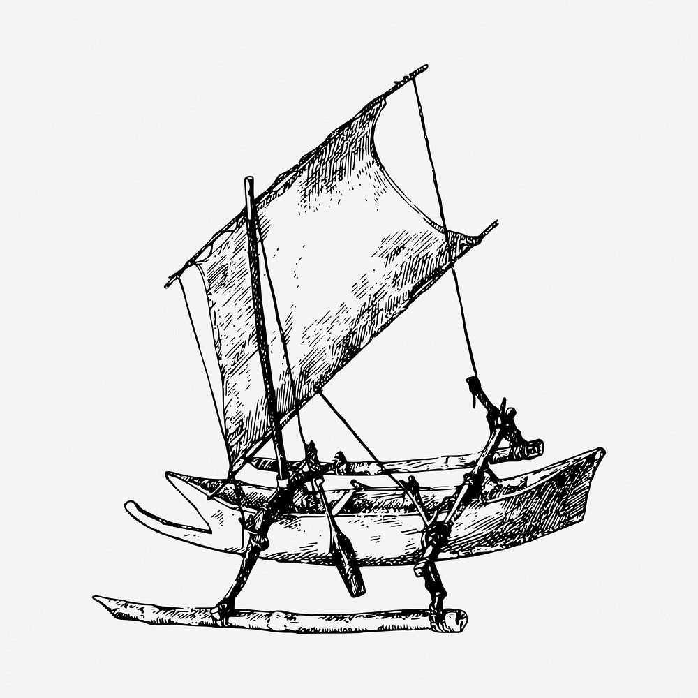 Outrigger boat clipart illustration psd. Free public domain CC0 image