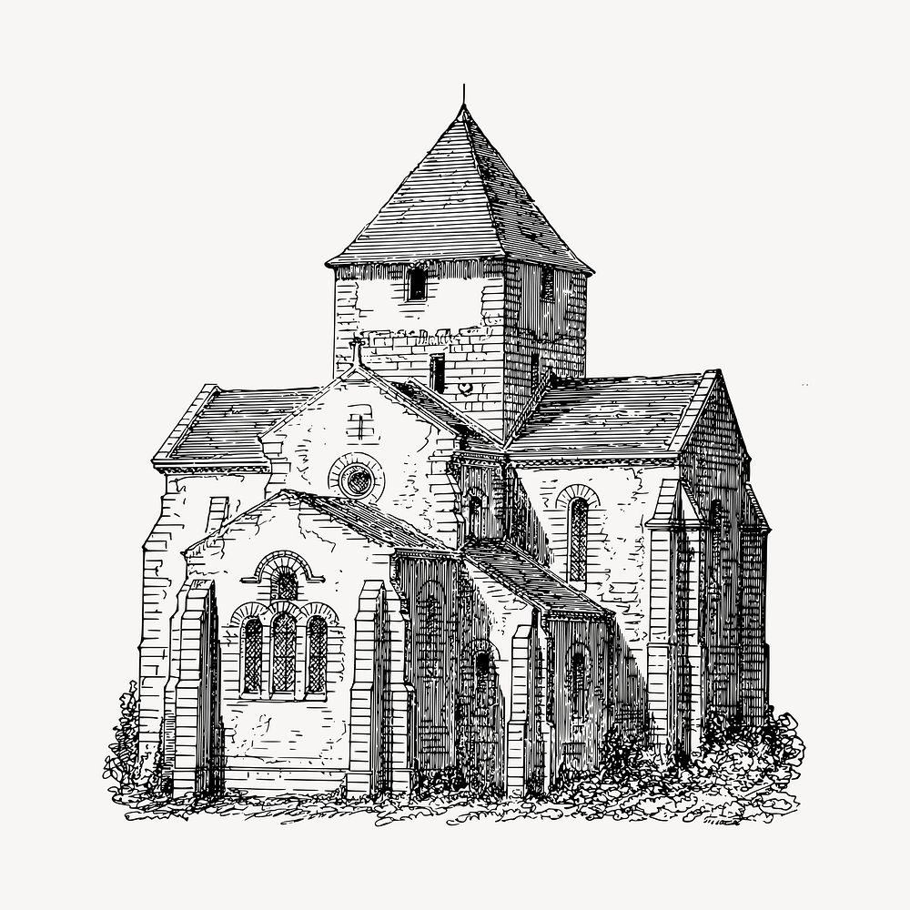 Church architecture illustration clipart vector. Free public domain CC0 image