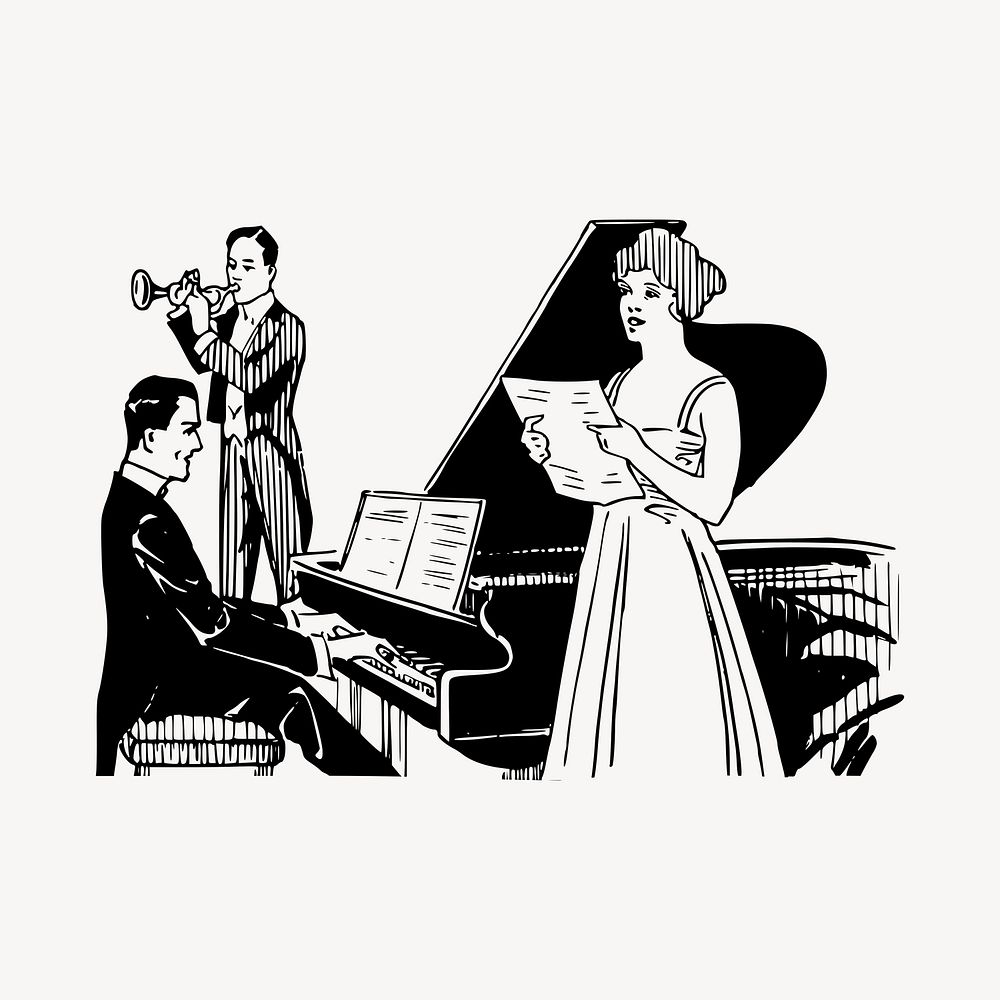 Classical music concert illustration clipart vector. Free public domain CC0 image