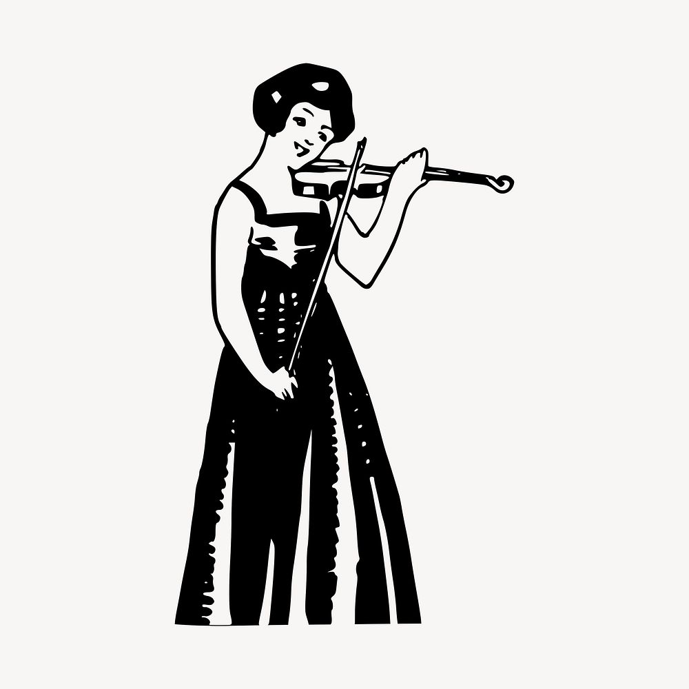 Woman violinist illustration clipart vector. Free public domain CC0 image