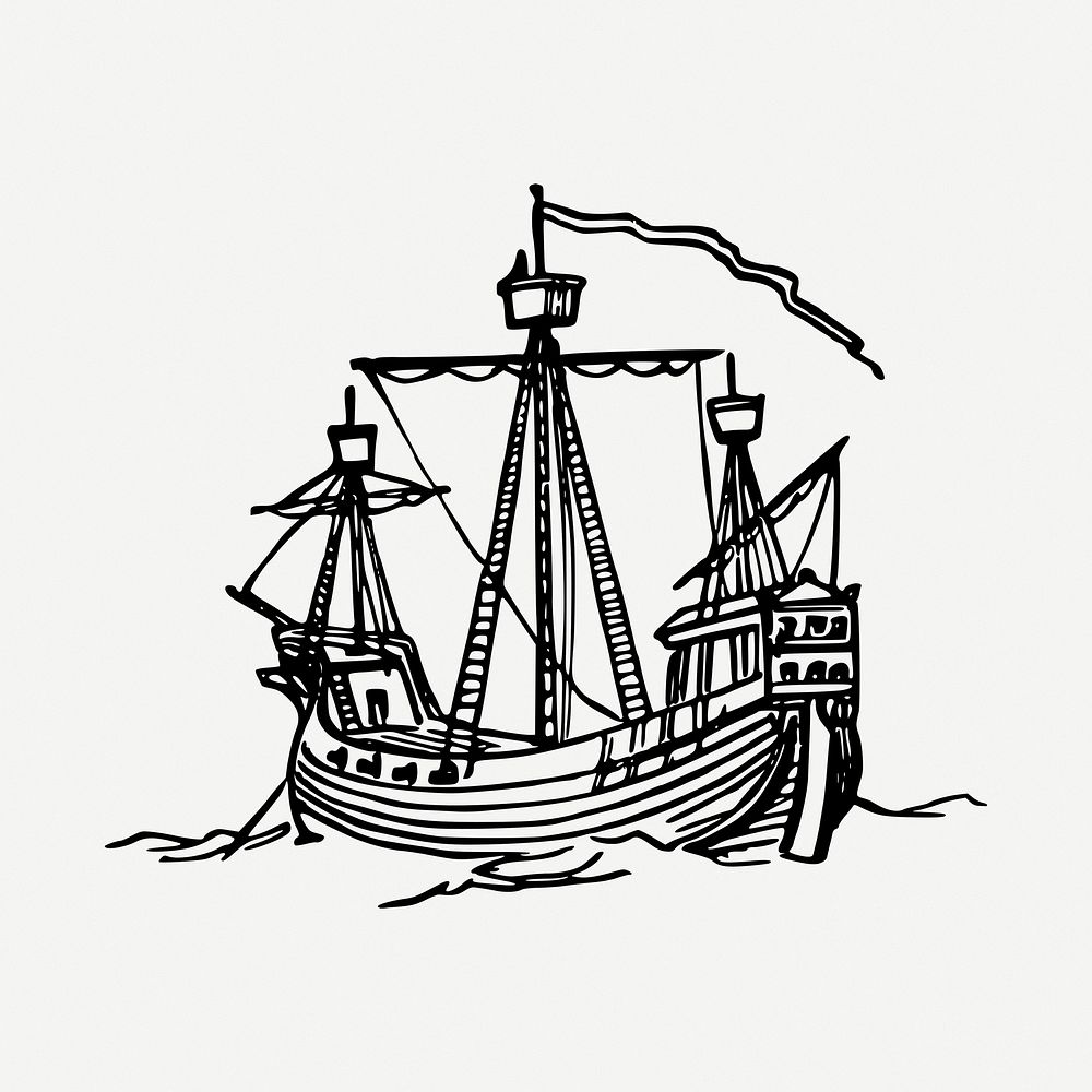 Sailing ship clipart illustration psd. Free public domain CC0 image