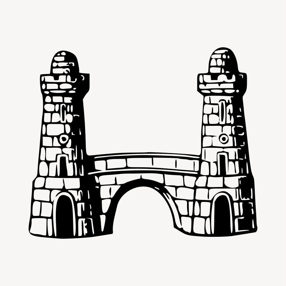 Fortress clipart, vintage hand drawn vector. Free public domain CC0 image.