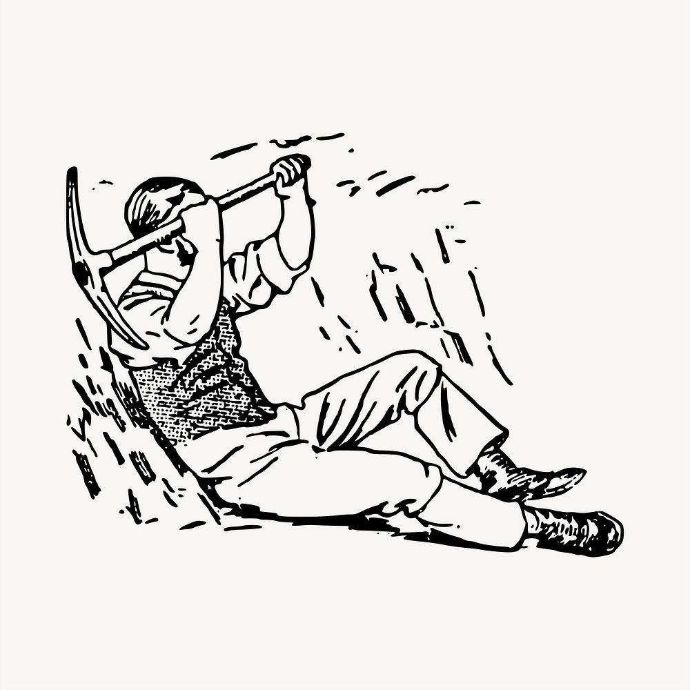 Miner clipart, vintage hand drawn vector. Free public domain CC0 image.