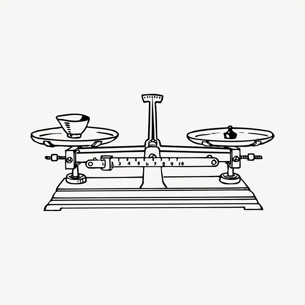 Balance scale clipart, vintage hand drawn vector. Free public domain CC0 image.