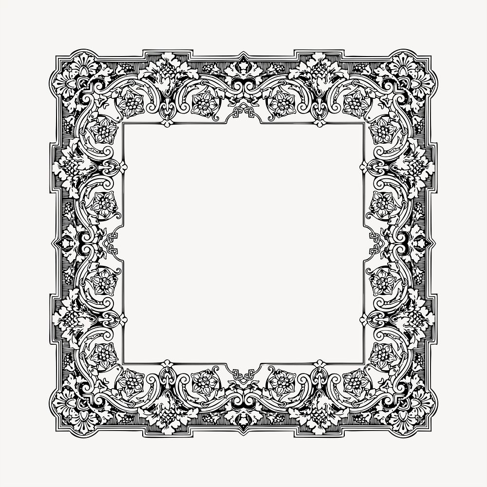 Ornamental frame clipart, vintage hand drawn vector. Free public domain CC0 image.