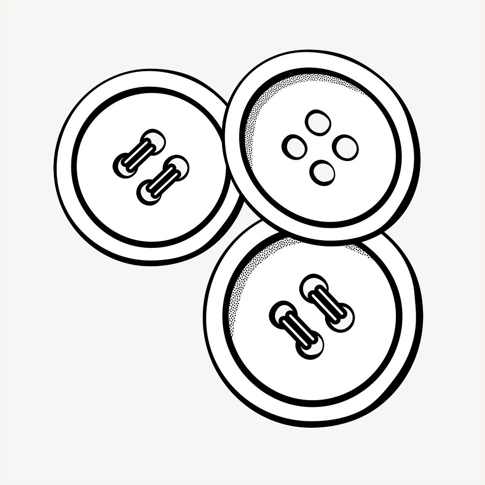 Buttons clipart, vintage hand drawn vector. Free public domain CC0 image.