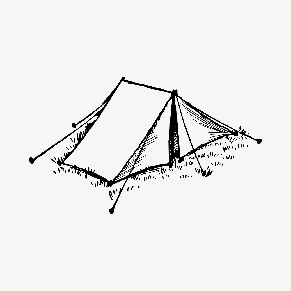 Camping tent  clipart, vintage hand drawn vector. Free public domain CC0 image.