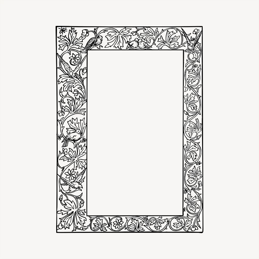 Floral frame clipart, vintage hand drawn vector. Free public domain CC0 image.