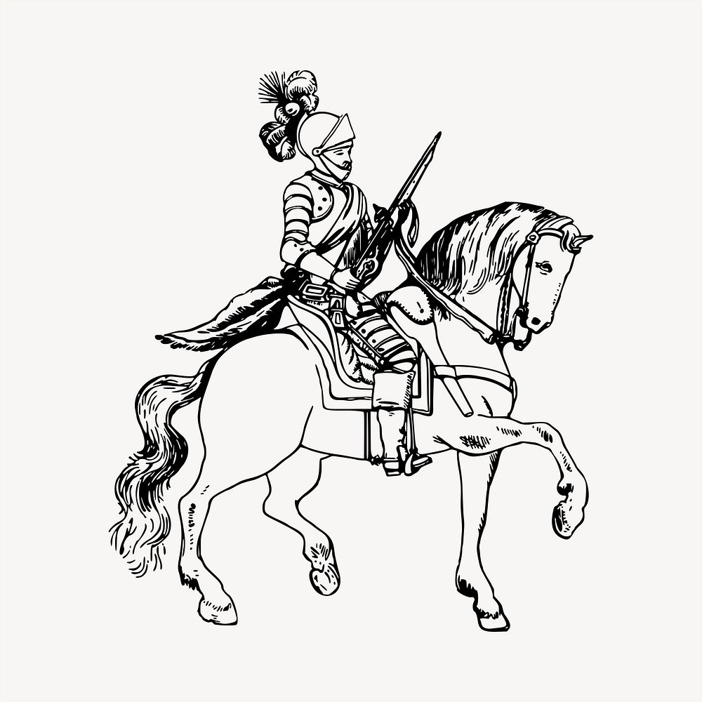 Medieval knight clipart, vintage hand drawn vector. Free public domain CC0 image.