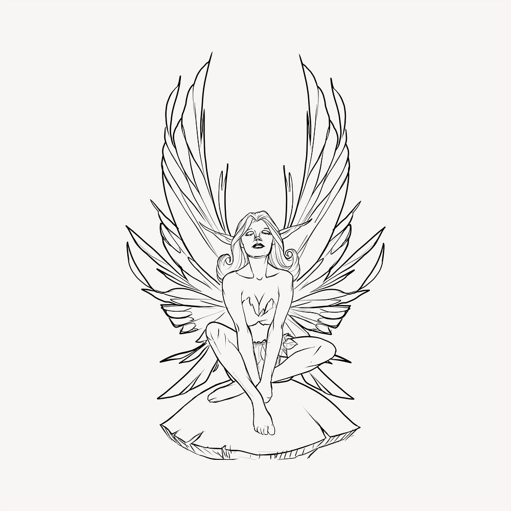 Angel clipart, vintage hand drawn vector. Free public domain CC0 image.