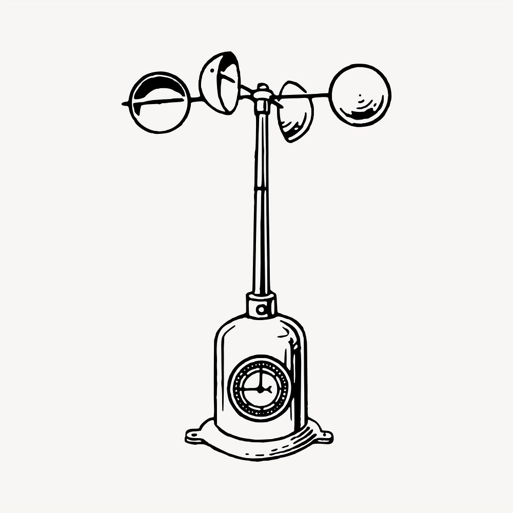 Anemometer clipart, vintage hand drawn vector. Free public domain CC0 image.