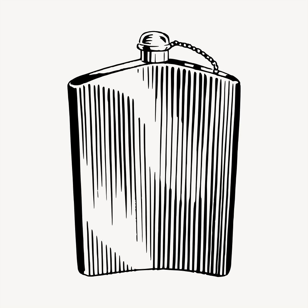 Alcohol flask clipart, vintage hand drawn vector. Free public domain CC0 image.