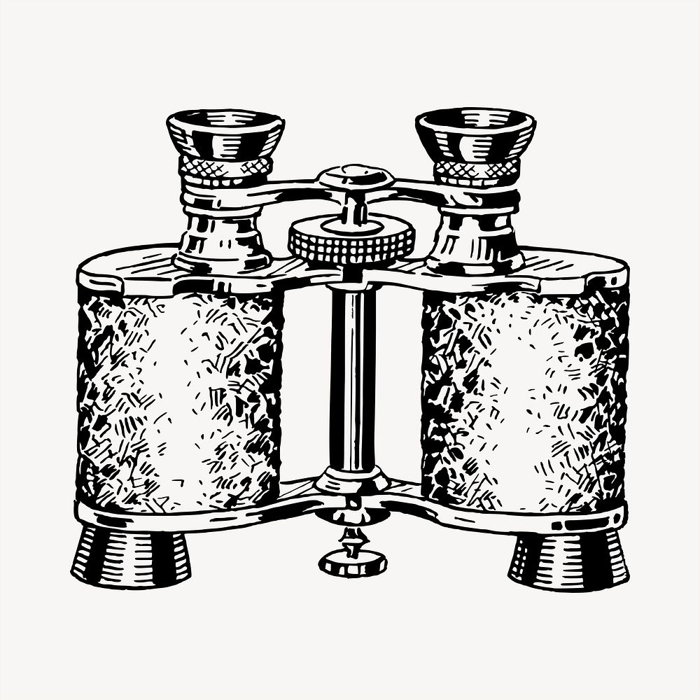 Binoculars clipart, vintage hand drawn vector. Free public domain CC0 image.