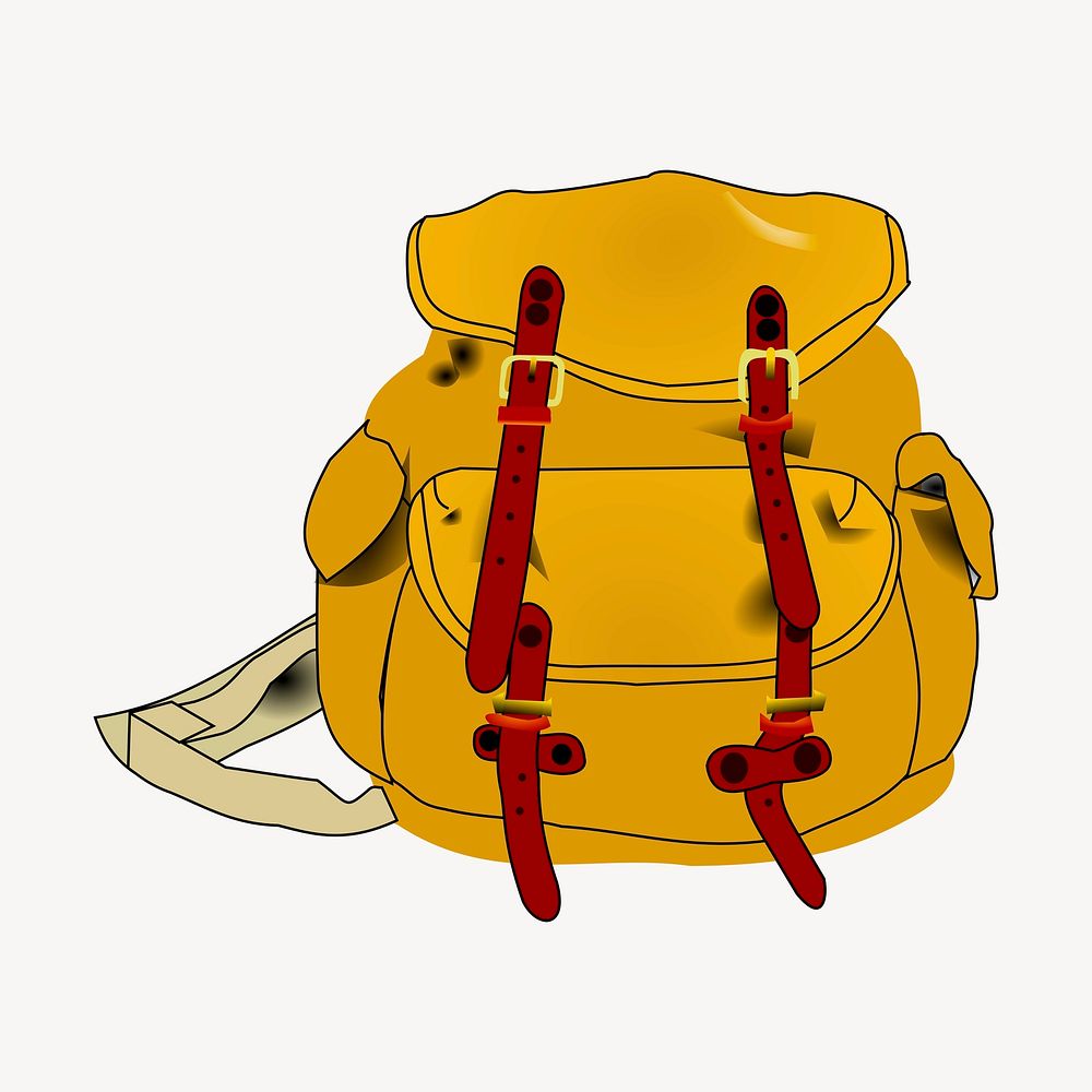 Yellow backpack sticker, fashion illustration psd. Free public domain CC0 image.