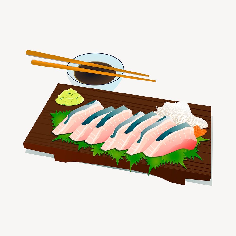 Sushi sashimi clipart, Japanese food illustration. Free public domain CC0 image.