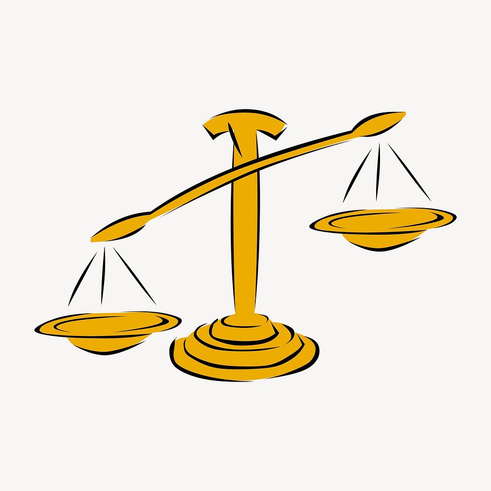 Scales of justice clipart, object illustration vector. Free public domain CC0 image.