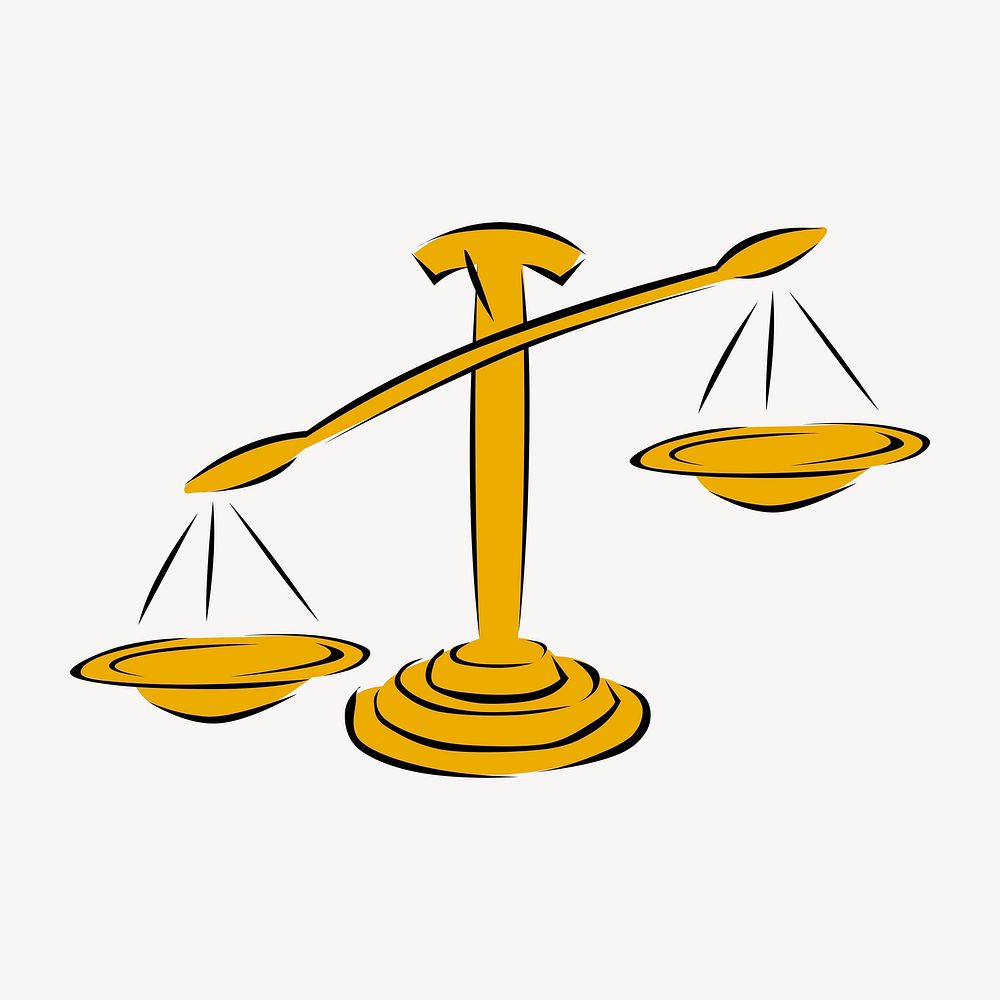 Scales of justice clipart, object illustration. Free public domain CC0 image.