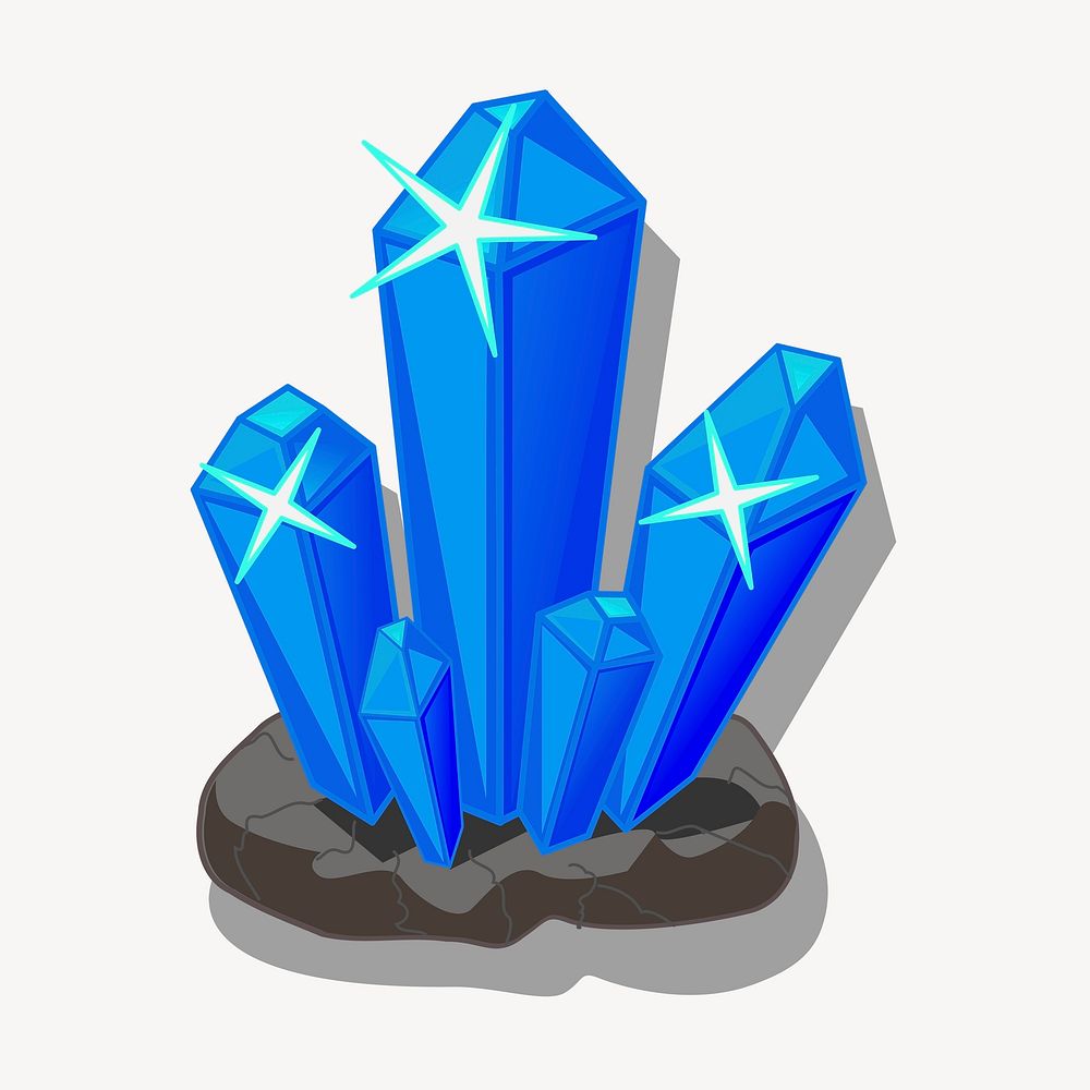 Blue crystals clipart, minerals illustration. Free public domain CC0 image.