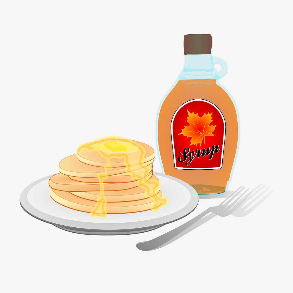Pancakes sticker, breakfast food illustration psd. Free public domain CC0 image.