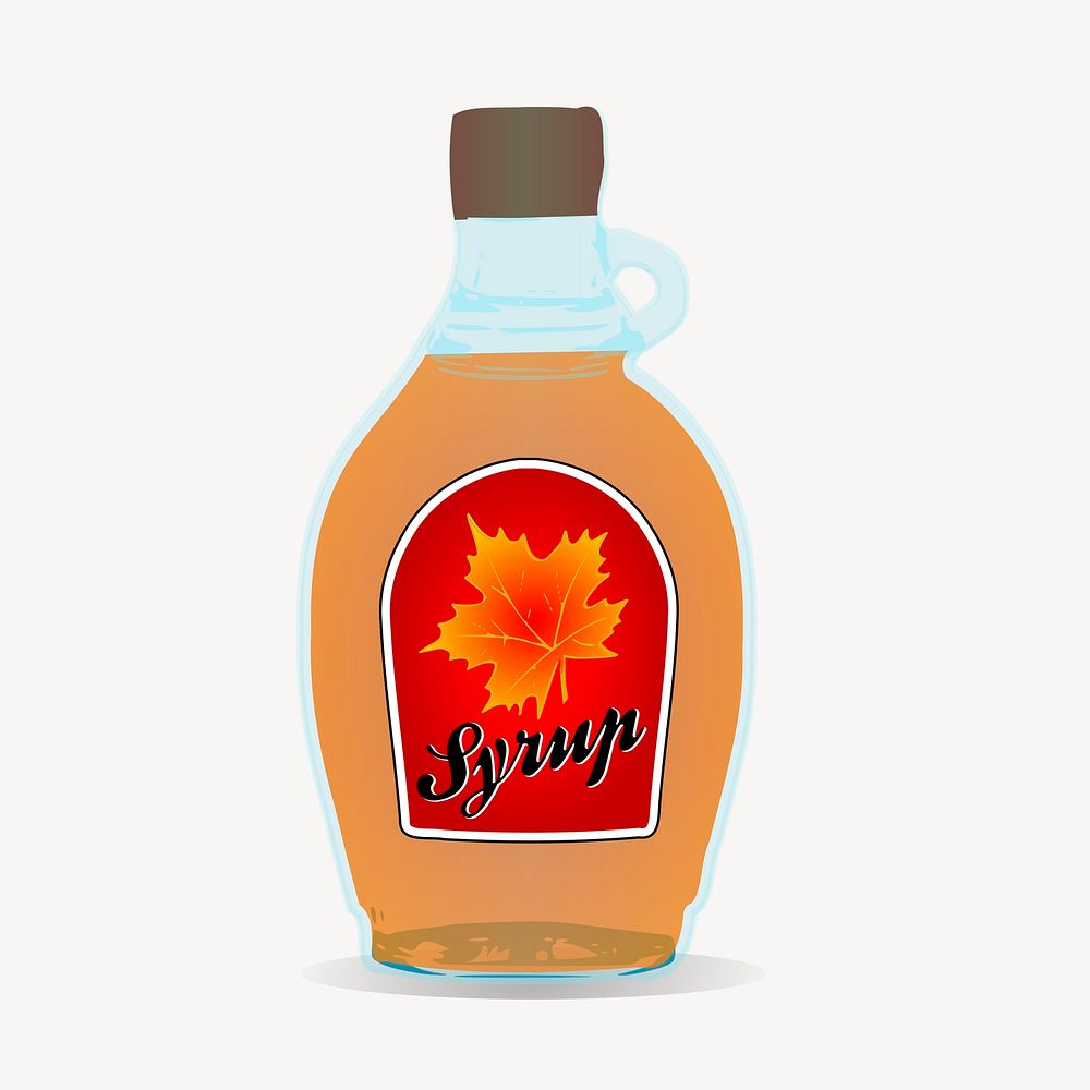 Maple syrup bottle clipart, food illustration vector. Free public domain CC0 image.