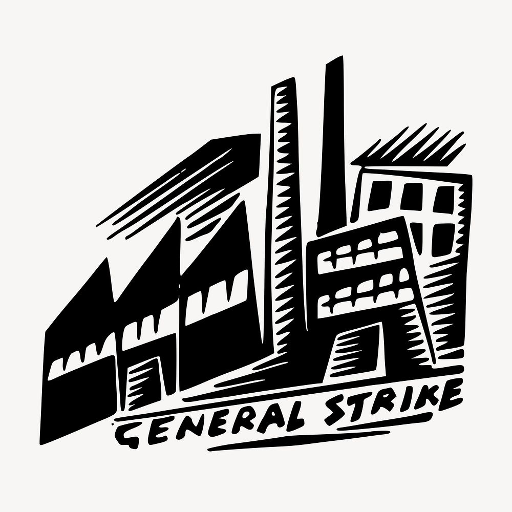 General strike sticker, environment illustration psd. Free public domain CC0 image.