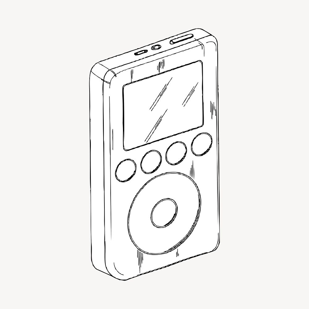 Music player clipart, digital device illustration. Free public domain CC0 image.