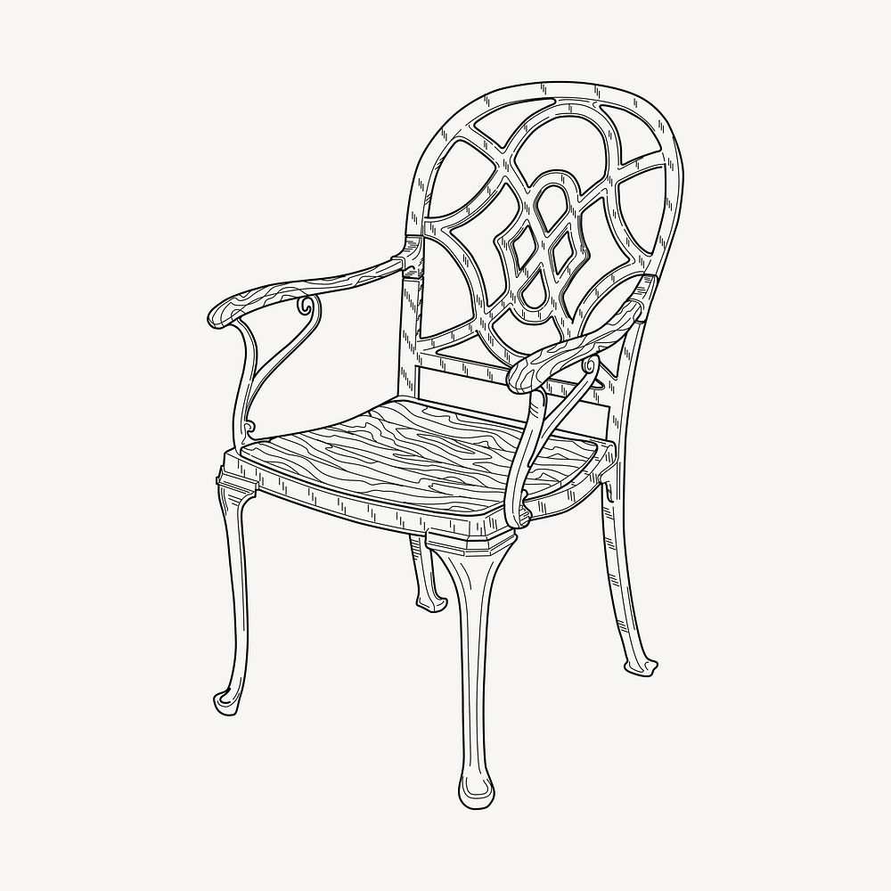 Chair sticker, furniture illustration psd. Free public domain CC0 image.