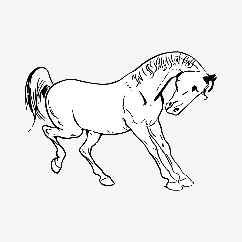 Horse sticker, animal illustration psd. Free public domain CC0 image.