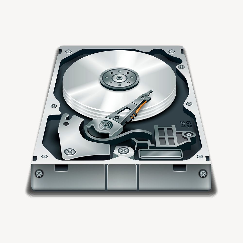 Hard disk sticker, object illustration psd. Free public domain CC0 image.