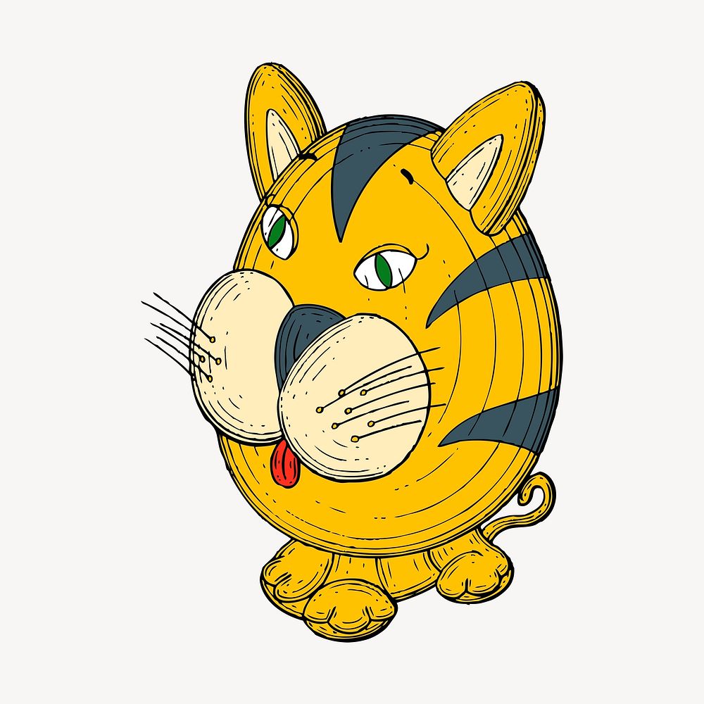 Cat cartoon sticker, toy illustration psd. Free public domain CC0 image.