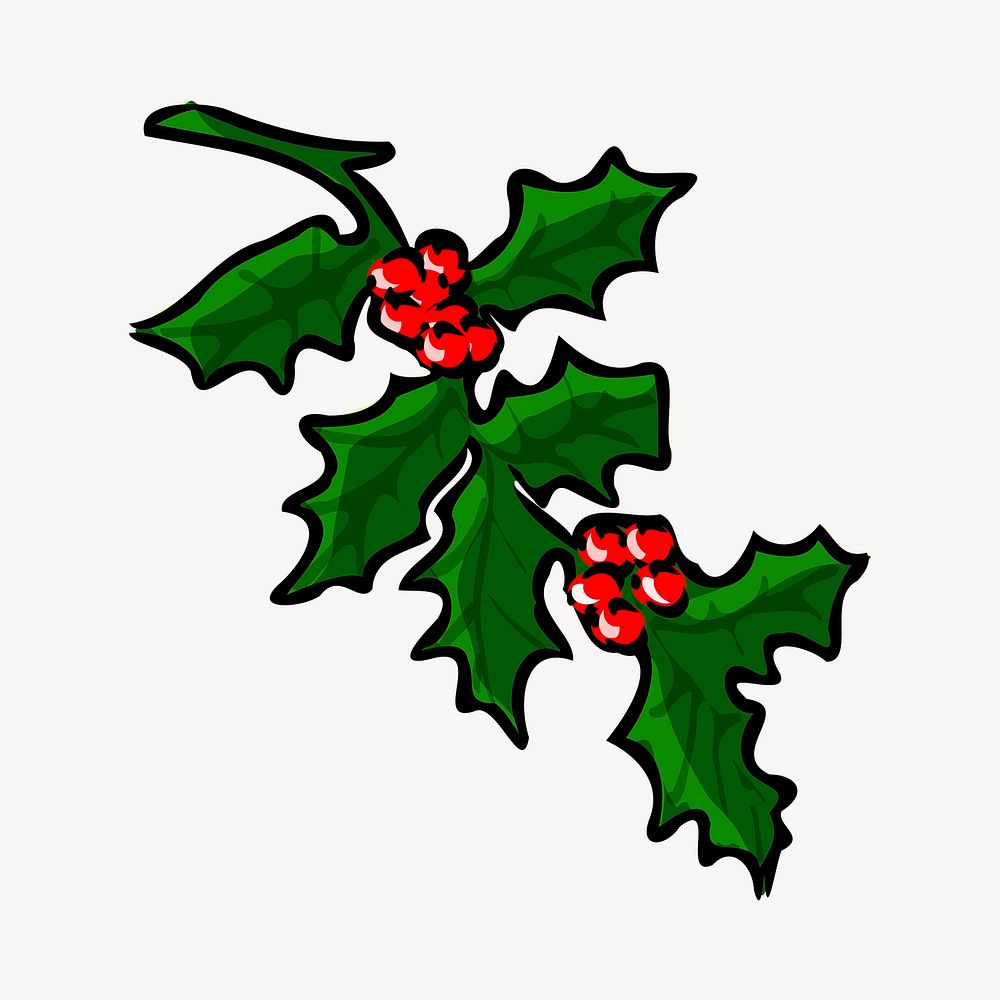 Holly berry clipart, Christmas illustration vector. Free public domain CC0 image.