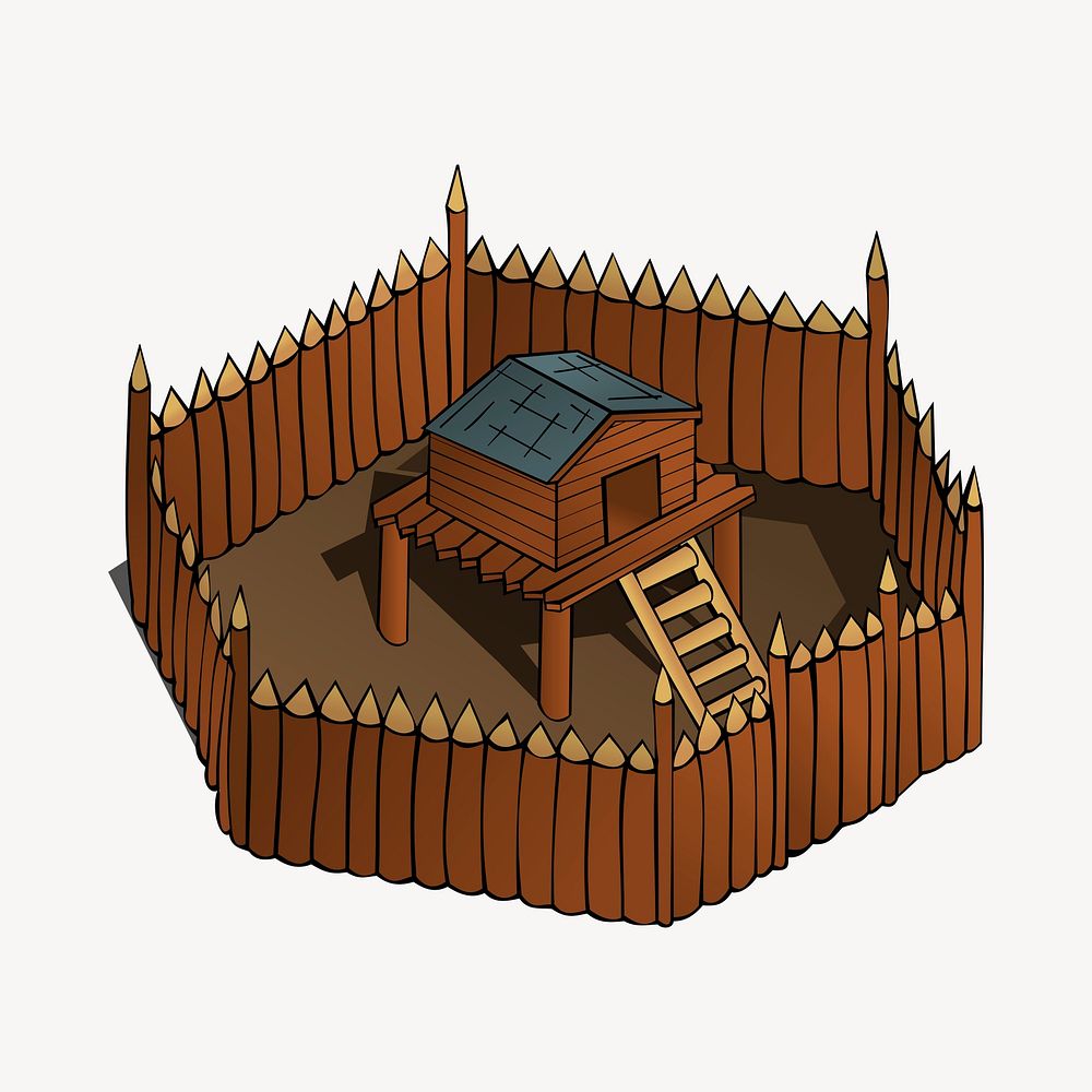 Medieval fortress clipart, gaming illustration vector. Free public domain CC0 image.