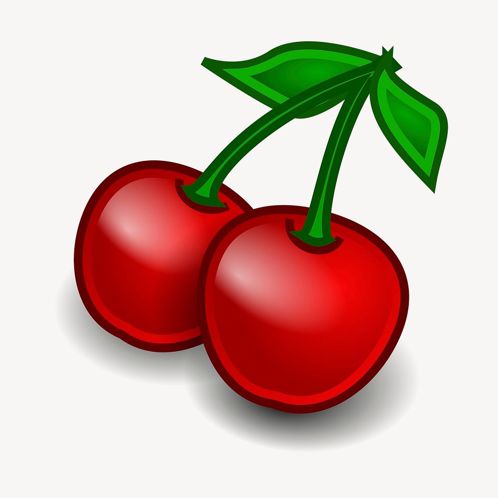 Cherries sticker, fruit illustration psd. Free public domain CC0 image.