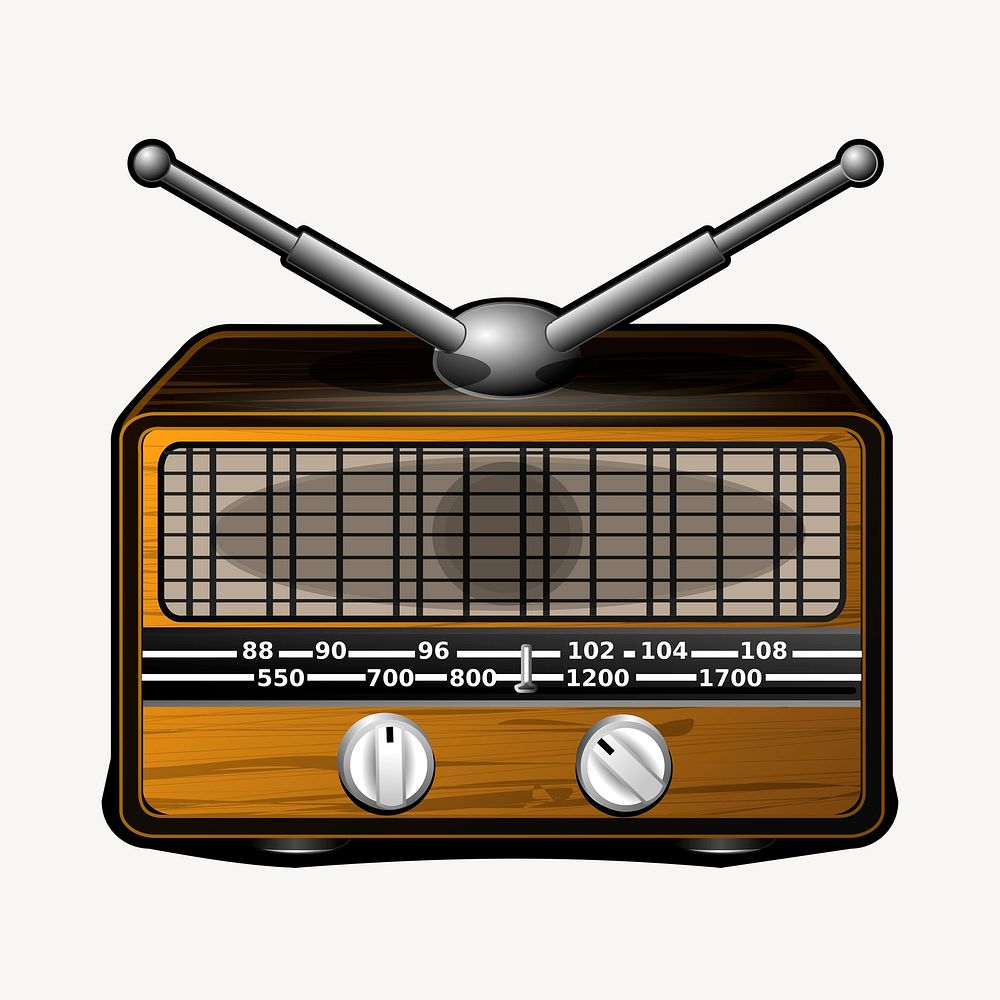 Retro radio sticker, object illustration psd. Free public domain CC0 image.