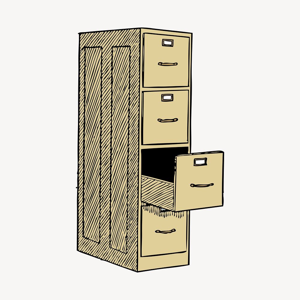 File cabinet clipart, office furniture illustration. Free public domain CC0 image.