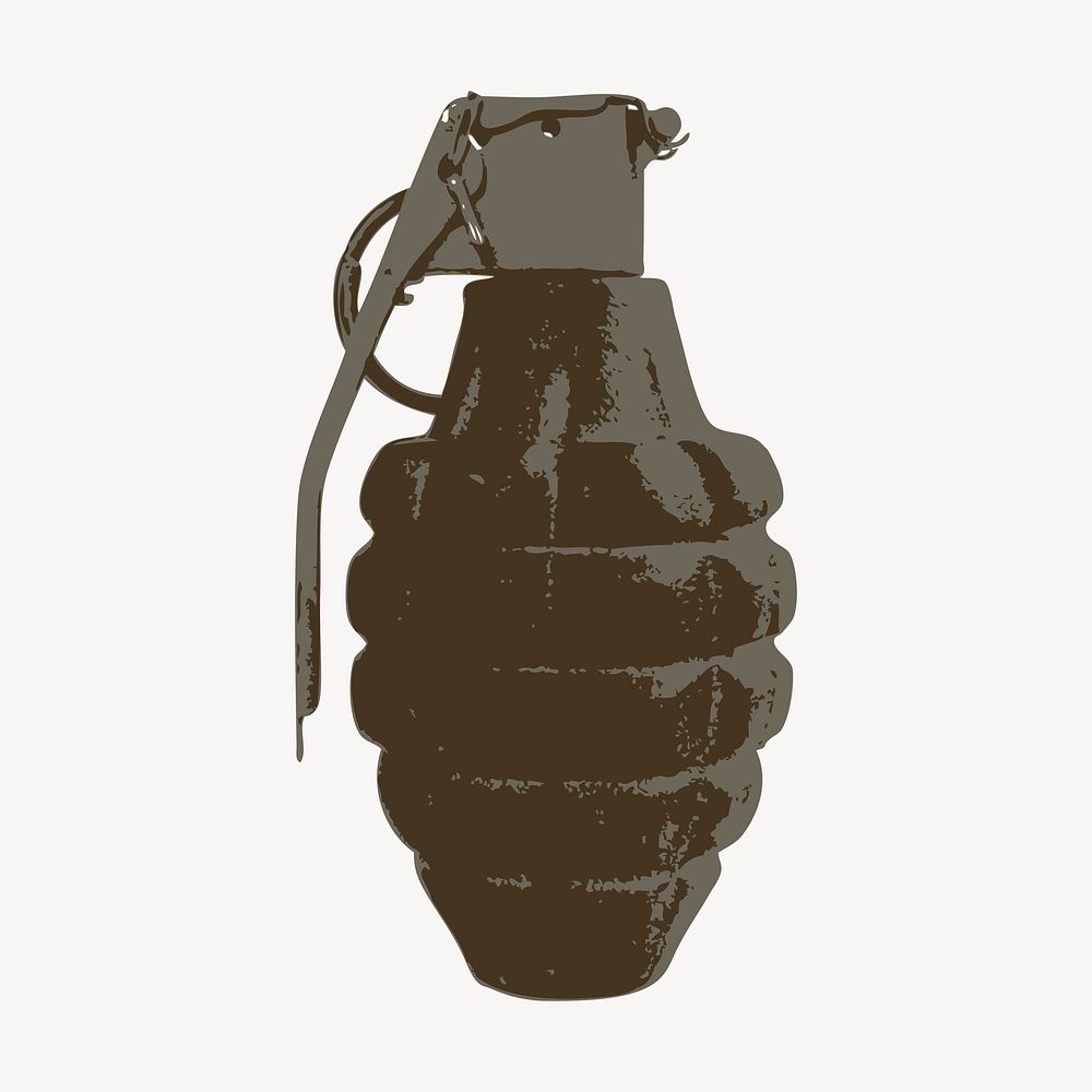 Hand grenade sticker, weapon illustration psd. Free public domain CC0 image.