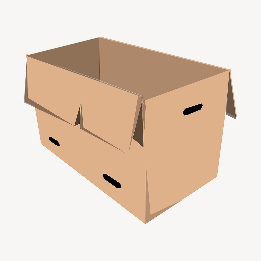 Cardboard box clipart, object illustration. Free public domain CC0 image.
