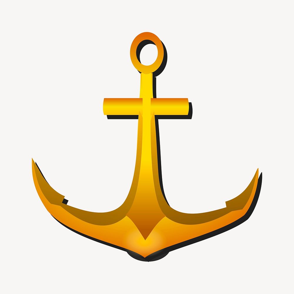 Gold anchor clipart, object illustration vector. Free public domain CC0 image.